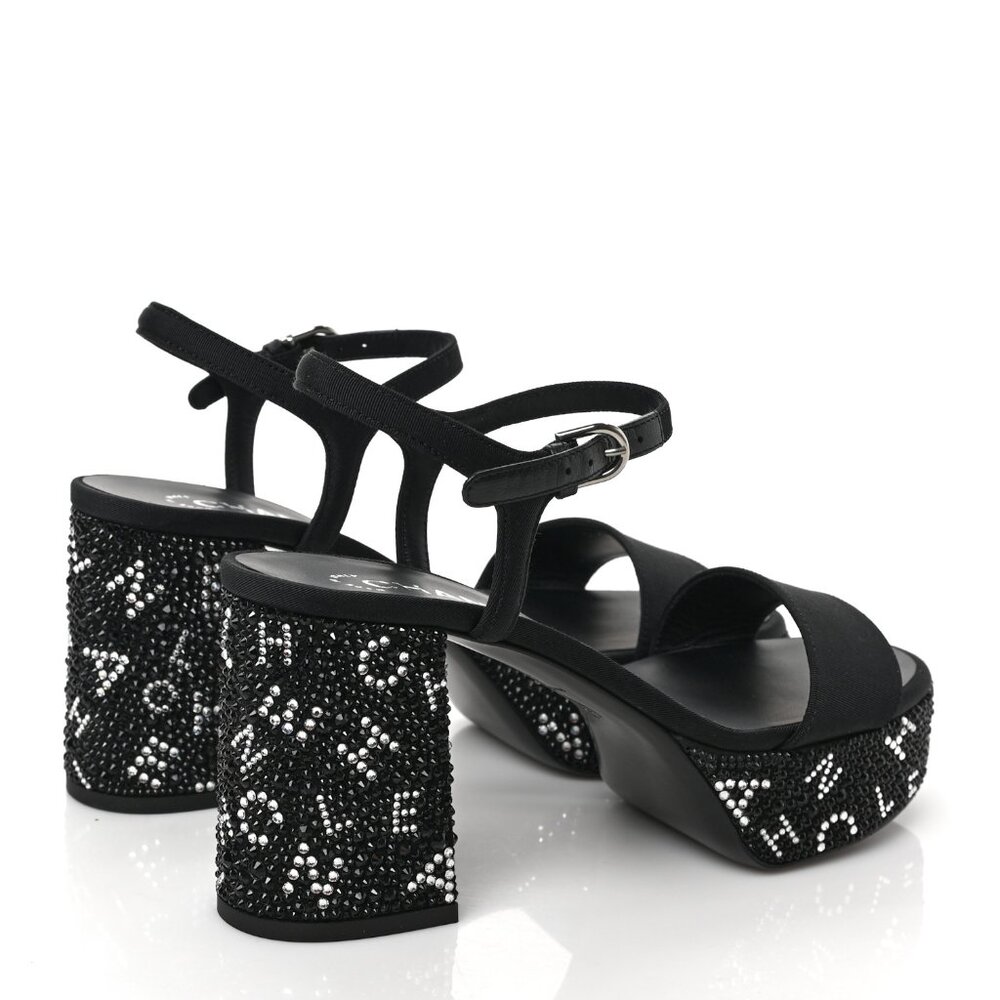 Grosgrain Strass Logo Platform Sandals